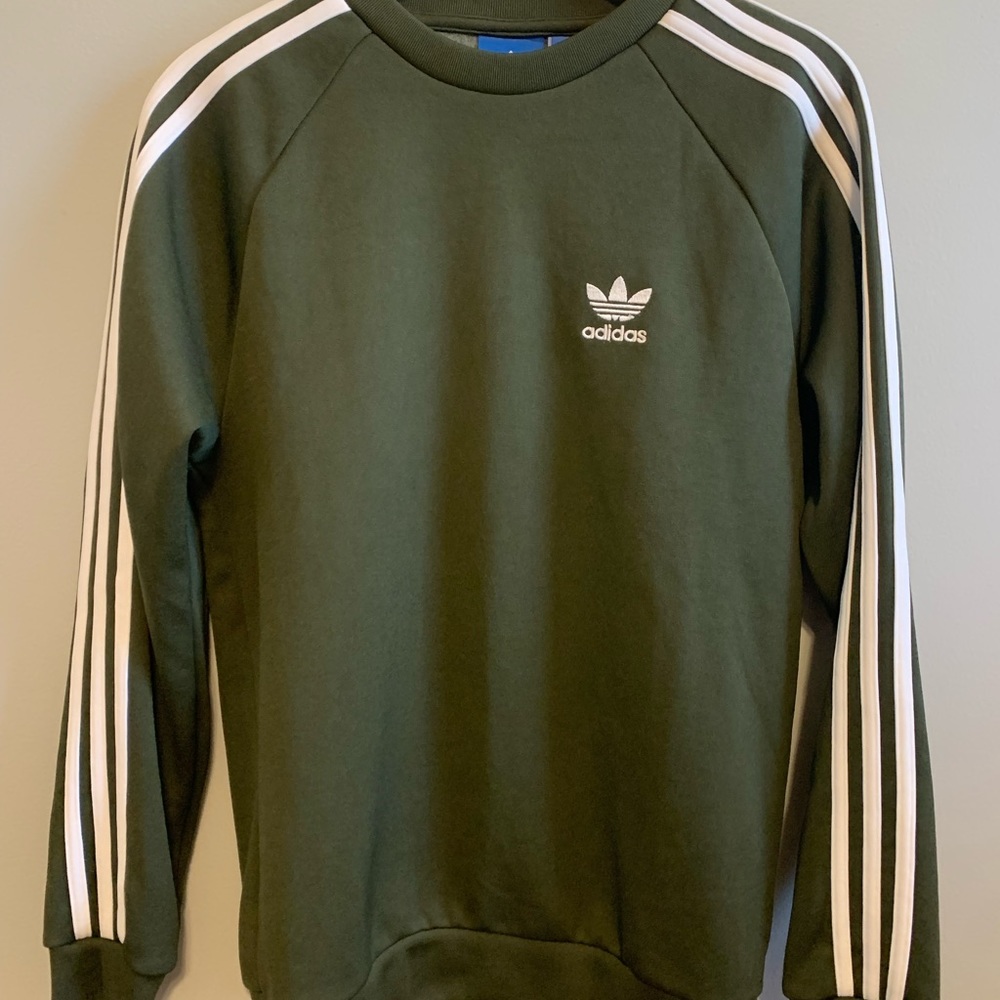 Adidas Essentials Army Green 3S Crew Fit Pullover Sweater